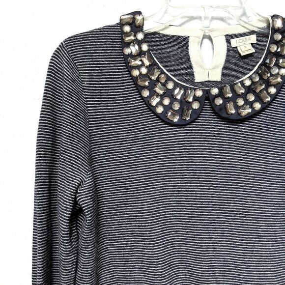 J. CREW Jewel Neck Striped Wool Blend Sweater S - Picture 3 of 8